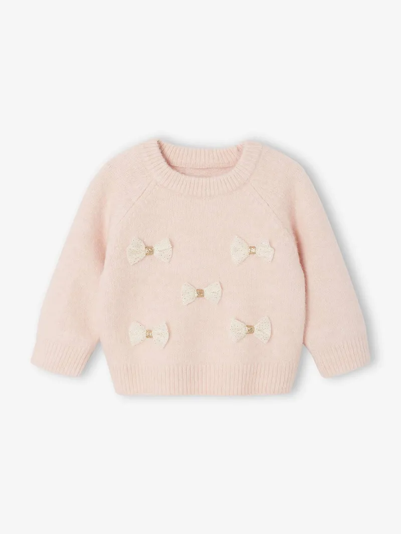 Vertbaudet Baby Pullover mit Tüll-Schleifen, Rosa, – Produktbild 1 von 2