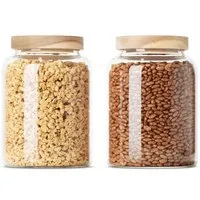 Econovo Econovo Vorratsgläser mit Holzdeckel | 1200ml (Set 2-tlg.) | Kollektion Oval – Produktbild 1 von 1