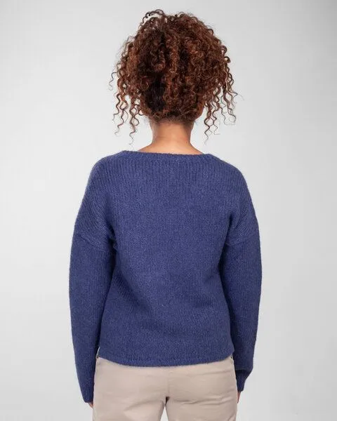 Alma & Lovis Alma & Lovis Pullover im Alpaka-Material-Mix | Suri V-Neck, Blue (blau), – Produktbild 2 von 4