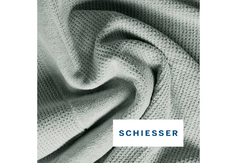 Schiesser Schiesser Handtücher Turin aus 100% Baumwolle in dezenter Reiskornoptik, Frottier (Set, 4-St), OEKO-TEX® MADE IN GREEN, Grün, – Produktbild 3 von 5