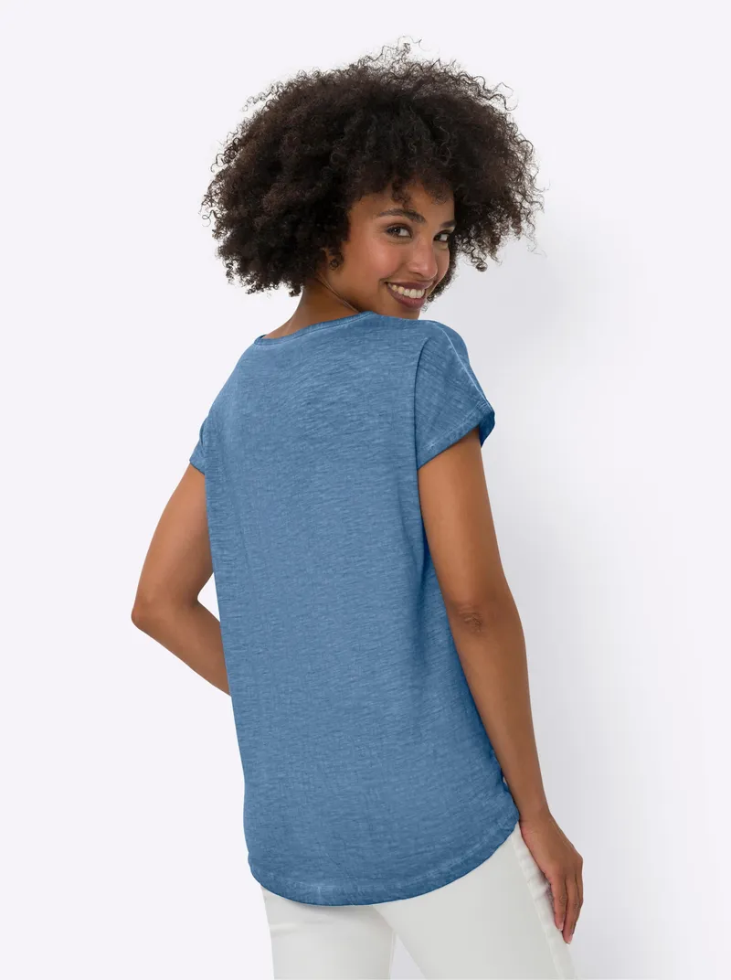 heine Print-Shirt mittelblau, Mittelblau, – Produktbild 2 von 2