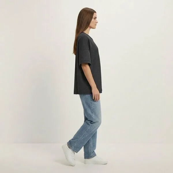 YTWOO YTWOO Oversized Slub T-Shirt Mid-Light, Schwarz, – Produktbild 3 von 3