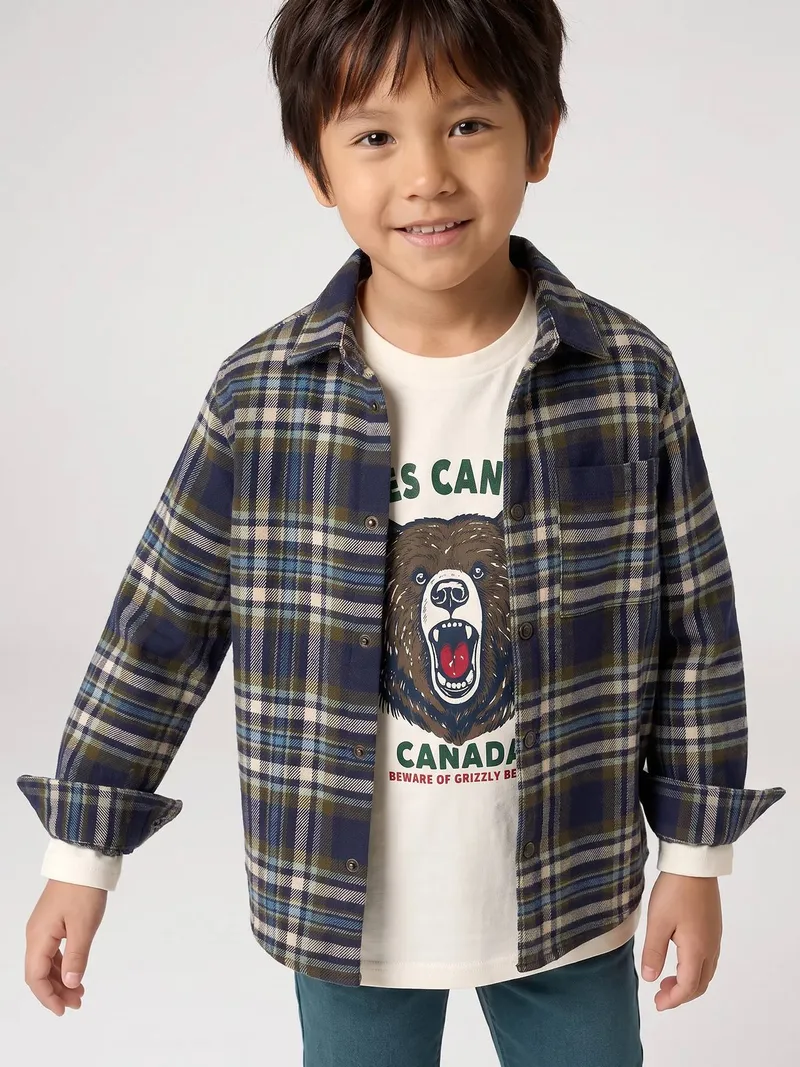 Vertbaudet Vertbaudet Jungen Karohemd aus Flanell, Englischgrün, – Produktbild 3 von 4