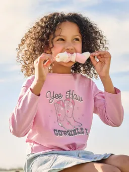 Vertbaudet Mädchen Shirt mit Zierknoten und Glitzerprint – Produktbild 1 von 1