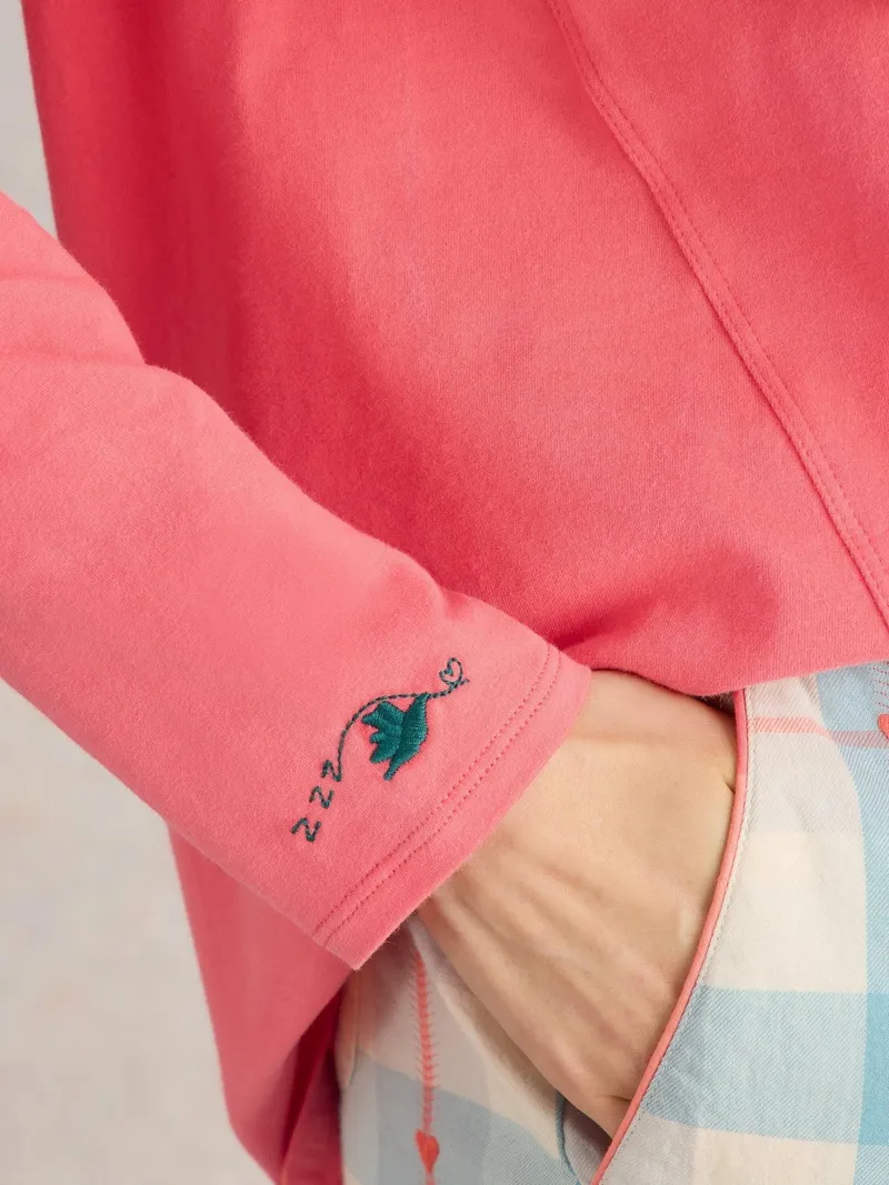 White Stuff Pyjamatop Eva aus Jersey - L, Leuchtend rosa, – Produktbild 3 von 4