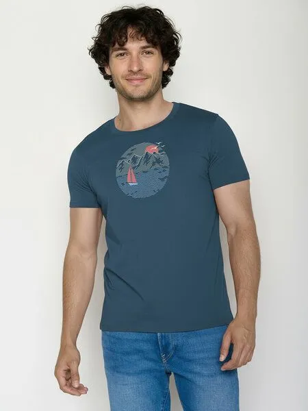 GreenBomb GREENBOMB Sail Circle Guide - Sportliches T-Shirt aus Bio-Baumwolle / hochwertiger Print / GOTS / Fair & Vegan, Blau (blue pine), – Produktbild 1 von 4