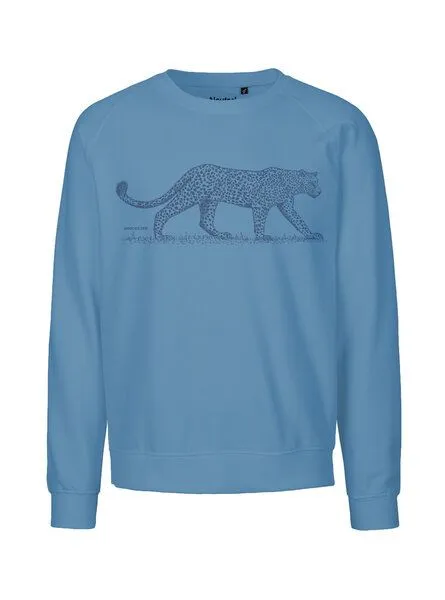 Peaces.bio - handbedruckte Biomode Peaces.bio - handbedruckte Biomode Bio Damen Sweatshirt Loose Fit Leopard, Blaugrau, – Produktbild 1 von 2