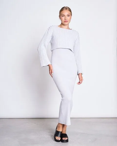 JAN N JUNE JAN N JUNE Cropped Jumper KAMES GOTS, Cloud, – Produktbild 1 von 4