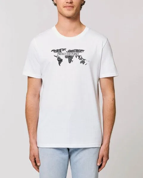 Human Family Human Family Bio Unisex Rundhals T-Shirt "Protect our Planet", Weiss, – Produktbild 2 von 2