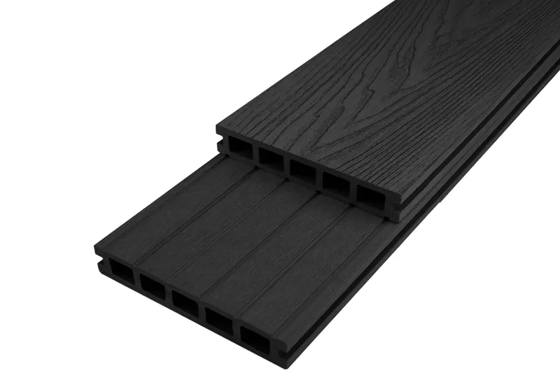 woodstore24 WPC Terrassendiele WoodoMykonos, Hohlkammer, anthrazit, 25 mm (Stärke) x 145 mm (Breite), 3D Oberfläche, stabiles 5-Kammer-System-Länge: 2,40 m – Produktbild 1 von 1
