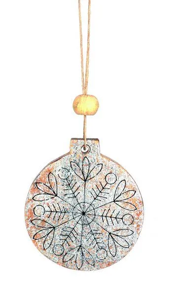 El Puente El Puente Weihnachtsbaumanhänger "Baumkugel" | Fair Trade & Handmade aus Indien, Natur,silber, – Produktbild 1 von 1