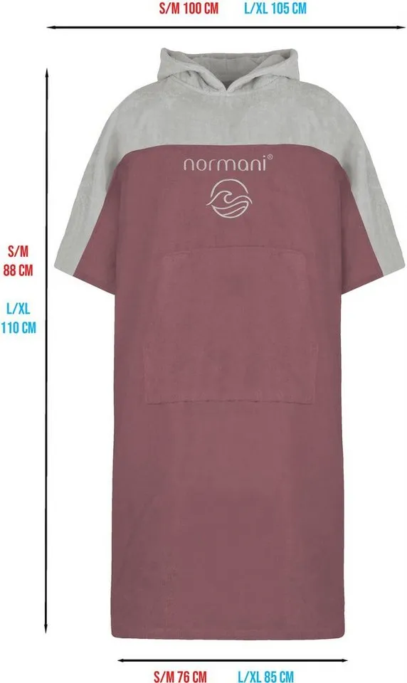 normani Badeponcho Damen Surfer Poncho Kuta, Bio-Baumwolle, Kapuze, Schlupf, Badeponcho aus 100 % saugstarker Bio-Baumwolle, Rosa, – Produktbild 1 von 5