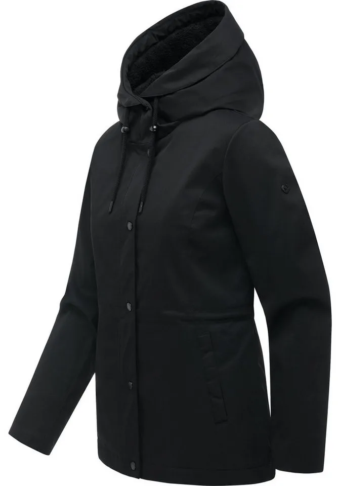 ragwear ragwear Outdoorjacke Padmini B Y Wasserdichte Übergangsjacke mit Taillenzugkordel, Schwarz, – Produktbild 3 von 5