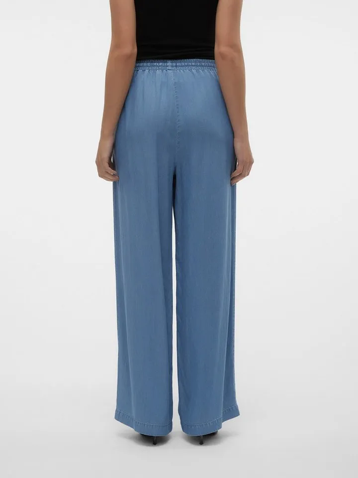Vero Moda Schlupfhose VMBREE HW LONG LOOSE TENCEL PANTS GA Viskose, loose fit, Blau, – Produktbild 3 von 5