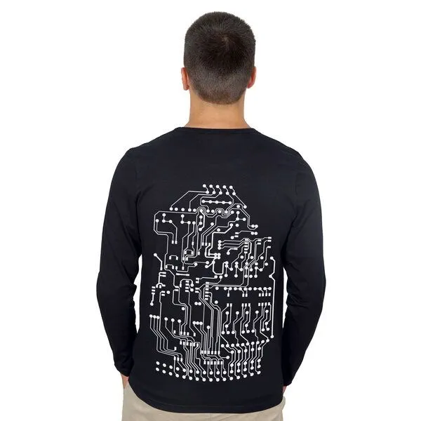 HANDGEDRUCKT HANDGEDRUCKT "Vernetzt" Männer Longsleeve, Black, – Produktbild 3 von 3