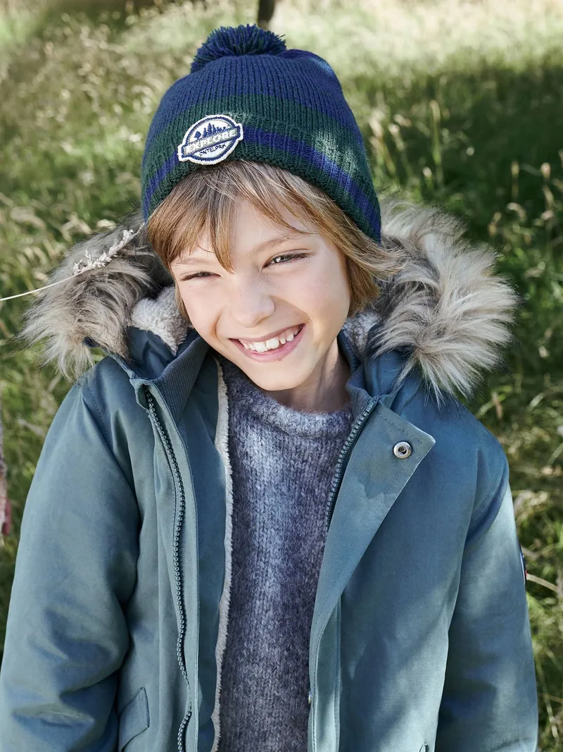Vertbaudet Vertbaudet Jungen Winterjacke mit Teddyfleece-Futter, Graugrün, – Produktbild 2 von 4