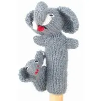 El Puente El Puente Gestrickte Fingerpuppe "Elefant mit Kind" | Fair Trade & Handmade aus Peru – Produktbild 1 von 1