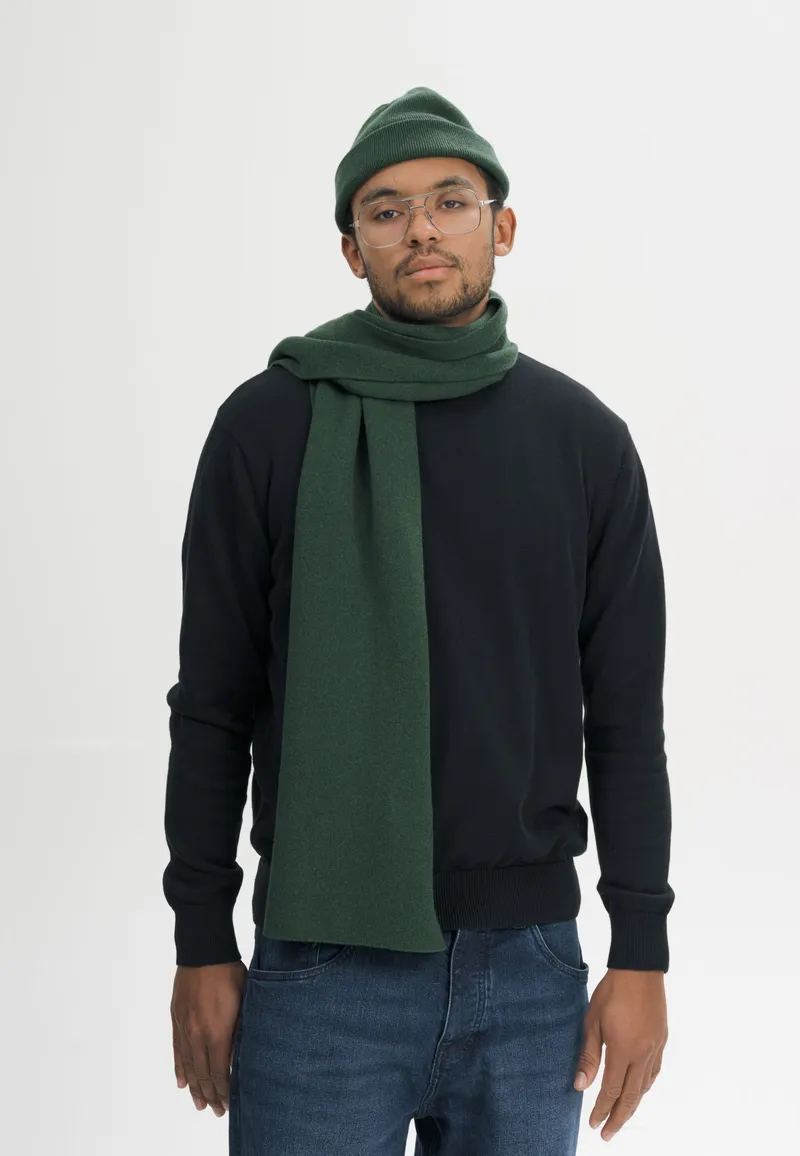 MELA MELA Jacquard Strick Schal Style ASMEE aus 100% Bio-Baumwolle, Deep forest melange, – Produktbild 1 von 4