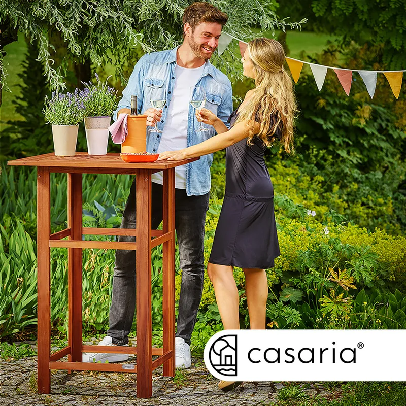 Casaria® Stehtisch Akazienholz quadratisch 75x75x110cm stabil Braun, Braun, – Produktbild 2 von 2