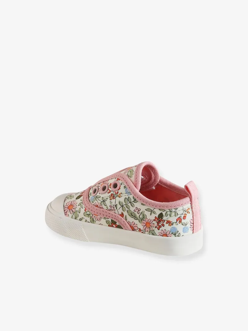 Vertbaudet Baby Stoff-Sneakers mit Gummizug, Rosa bedruckt, – Produktbild 3 von 4