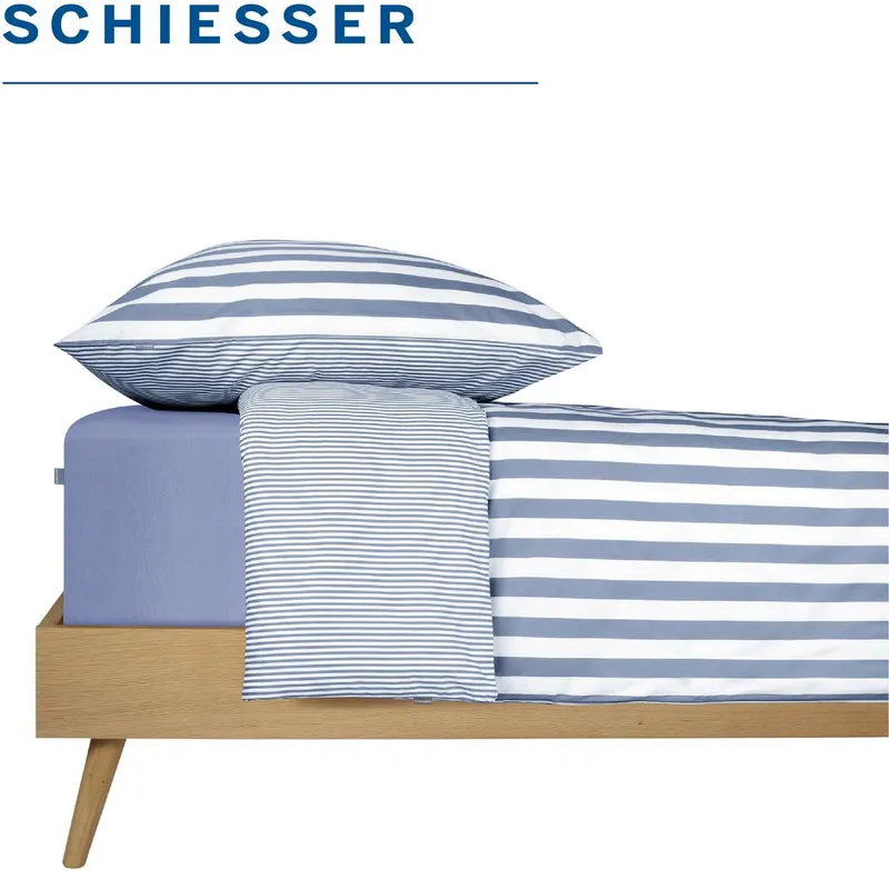 Schiesser Schiesser Spannbettlaken Elli aus weicher Baumwolle mit Elasthananteil für flexiblen Sitz, Jersey-Elasthan, Gummizug: rundum, (1 Stück), für hohe Matratzen und Boxspringbetten, OEKO-TEX® MADE IN GREEN, Lila, – Produktbild 1 von 5