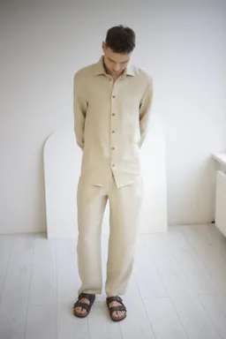 Amber Linen Amber Linen Herren vegan Set Shirt Und Hose Pale Sand – Produktbild 1 von 1