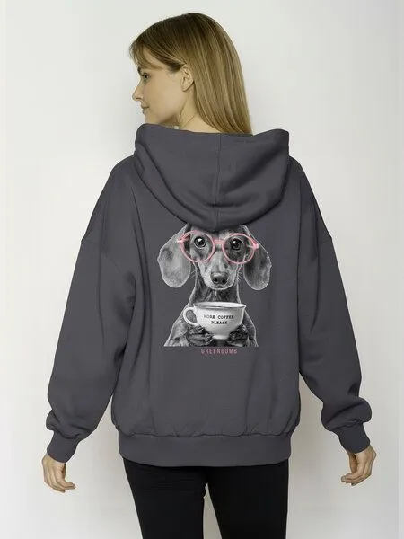 GreenBomb GREENBOMB Dog Coffee Mello - Lässiger Hoodie aus Bio-Baumwolle / hochwertiger Print / GOTS / Fair & Vegan, Brown, – Produktbild 1 von 4