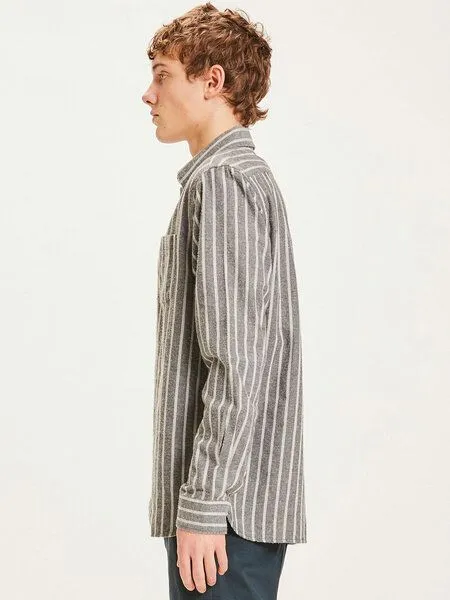 KnowledgeCotton Apparel KnowledgeCotton Apparel Hemd Larch Flannel, Gestreift (dark grey melange), – Produktbild 2 von 3