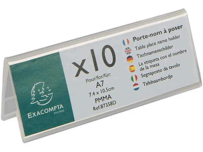 Exacompta 10er Pack Exacompta Tischnamensschilder "Exacryl" horizontal, aus PMMA, DIN A7 quer – Produktbild 2 von 3
