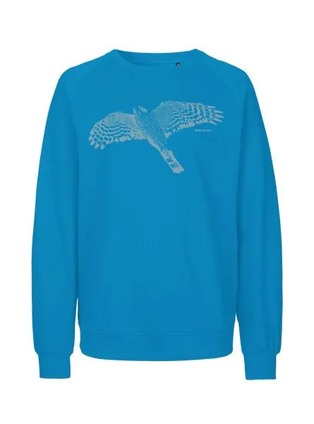 Peaces.bio - handbedruckte Biomode Peaces.bio - handbedruckte Biomode Bio Damen-Sweatshirt Loose Fit Sperber, Türkis, – Produktbild 1 von 2