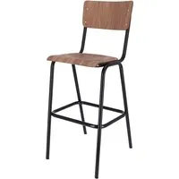 Jan Kurtz Jan Kurtz Barhocker "Zero" H 75 cm, aus Stahlrohr schwarz & Nussbaum – Produktbild 1 von 1