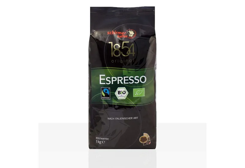 SCHIRMERKAFFEE Kaffee Schirmer 1854 TransFair Espresso Bio Fairtrade - 1kg Kaffeebohnen – Produktbild 1 von 1