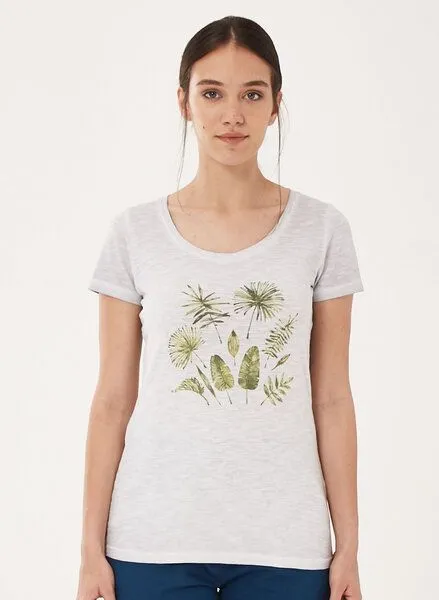 ORGANICATION ORGANICATION Garment Dyed T-Shirt aus Bio-Baumwolle mit Blatt-Print, Grey, – Produktbild 1 von 4