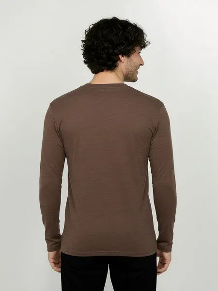 GreenBomb GREENBOMB Basic Base - Funktionales Longsleeve aus Merino-Wolle / Fair & Vegan, Braun (earth wood), – Produktbild 4 von 4