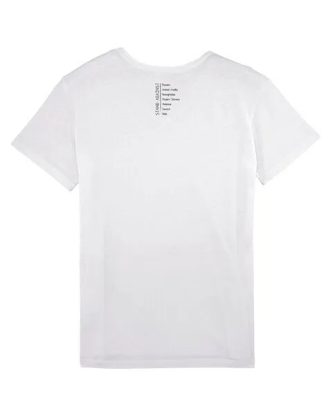 Human Family Human Family Bio Herren V-Neck T-Shirt "Chill - Against", Weiss, – Produktbild 1 von 3