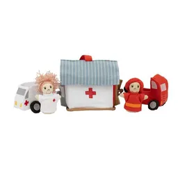 El Puente El Puente Spielset "Feuerwehr und Krankenhaus" | Fair Trade & Handmade aus Sri Lanka – Produktbild 1 von 1