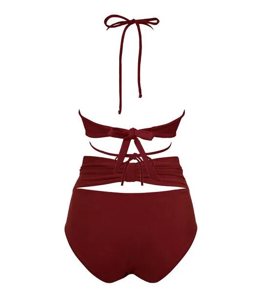Anekdot Anekdot Bikini Set Versatile Top + Bow Back Slip, Merlot (red), – Produktbild 2 von 2