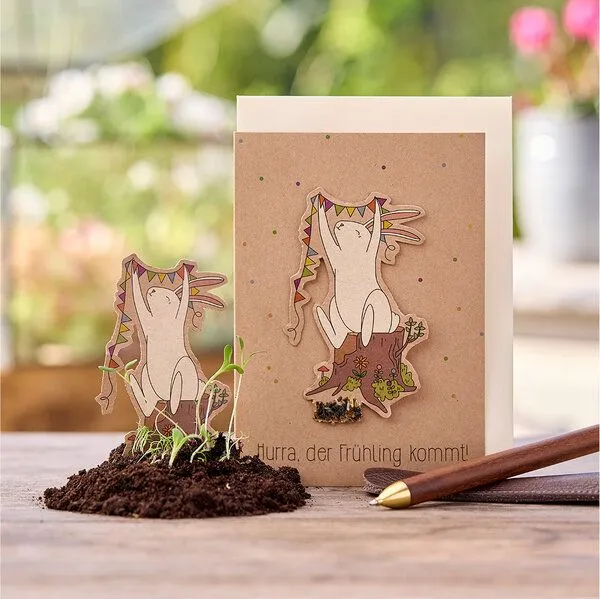 Die Stadtgärtner Die Stadtgärtner Osterkarte "Hurra, der Frühling kommt" I Karte zu Ostern I Ostergrußkarte mit Saatgut I Grußkarte "Frohe Ostern" – Produktbild 1 von 4