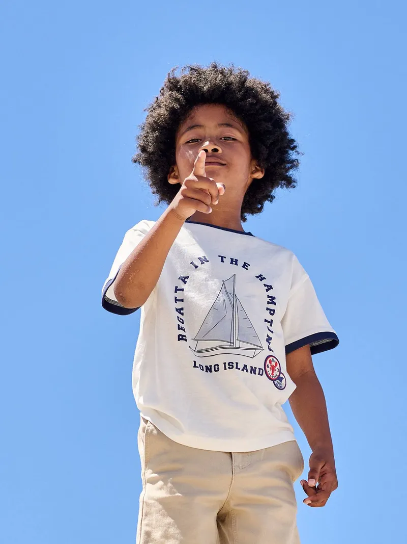Vertbaudet Jungen T-Shirt mit Seoot-Motiv, Wollweiß, – Produktbild 1 von 4