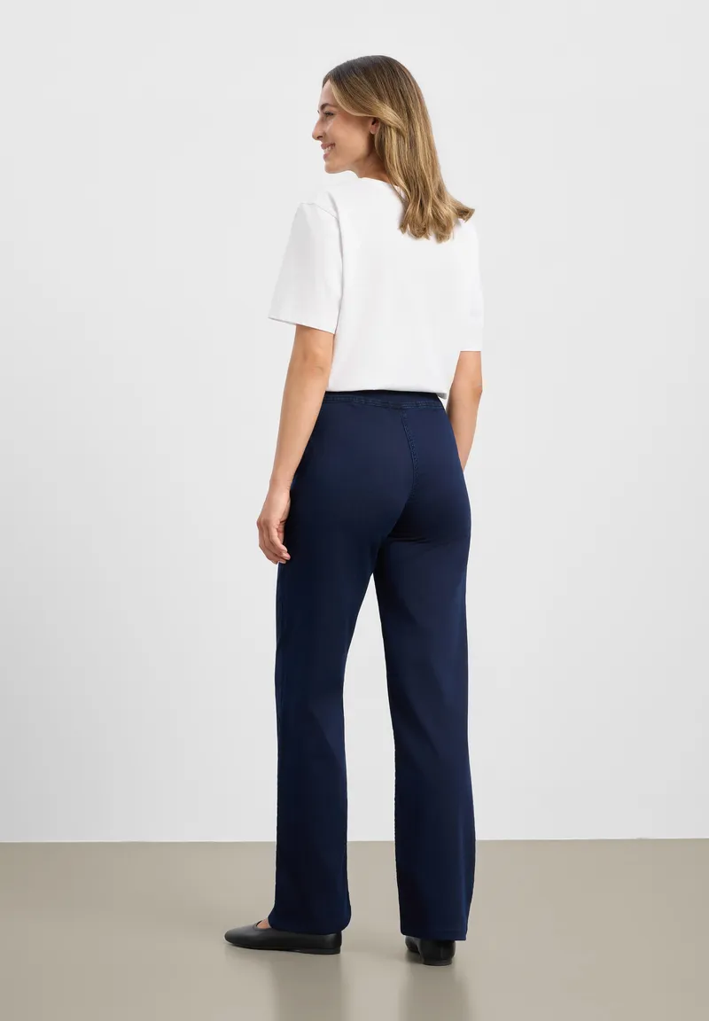 LAURIE LAURIE Damen vegan Hose Thea Gerade Schnitt Mittellang Dunkelblauer Denim, Blau, – Produktbild 1 von 2