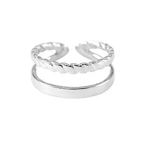 ELEKTROPULLI Größenverstellbarer Boho Ring ca. Ø 17 - 19mm von Elektropulli, Silber, – Produktbild 3 von 8