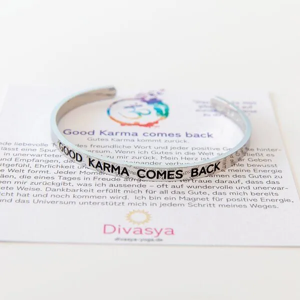 Divasya Divasya Armreif mit Gravur Silber Good Karma comes back – Produktbild 2 von 4
