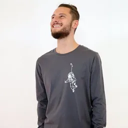 Spangeltangel Spangeltangel Langarmshirt „Kosmonaut“, Astronaut, grau, bedruckt, Siebdruck, Herren – Produktbild 1 von 1