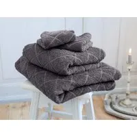 HANS NATUR Handtuch-Set Bio-Baumwolle Frottee 4-teilig Raute dunkelgrau 2 Gästehandtücher, 1 Handtuch und 1 Badetuch – Produktbild 1 von 1