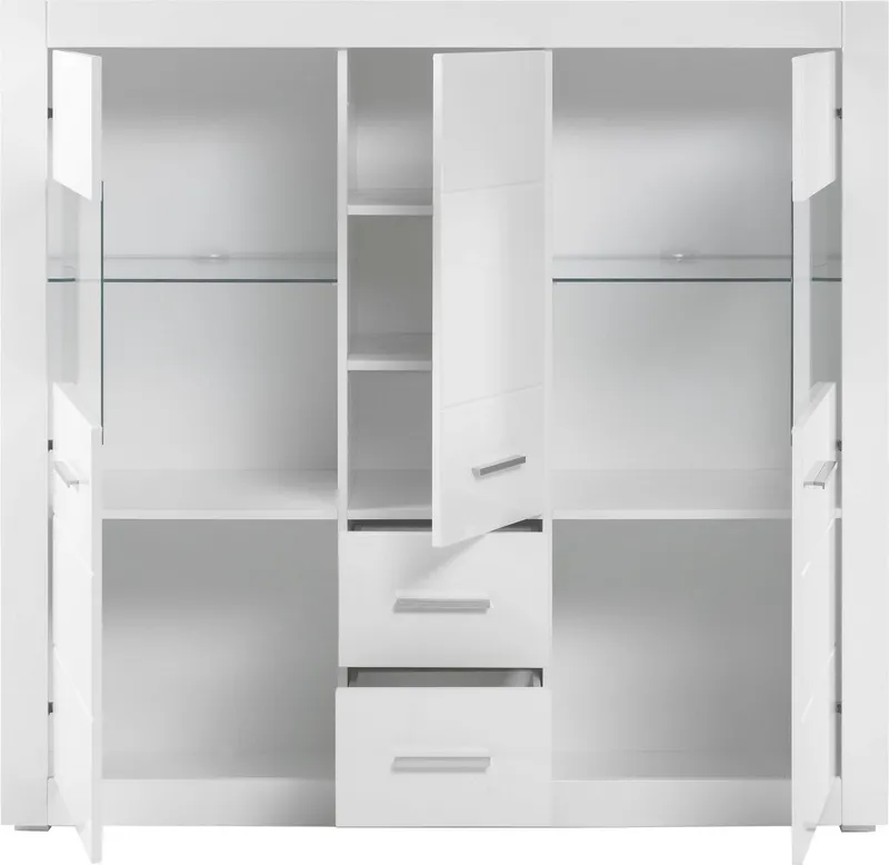 Home affaire Highboard Bianco, moderner Schrank, Kommode, Stauraumschrank, Hochschrank, zeitlos, ausreichend Stauraum, vielseitig einsetzbar, 149 cm breit, Weiß, – Produktbild 4 von 5