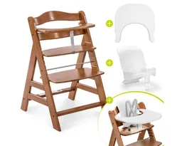 Hauck Hauck Hochstuhl Alpha Plus Set - Walnut, Mitwachsender Holz Kinderhochstuhl mit Essbrett Click Tray & Baby-Sitz – Produktbild 1 von 1