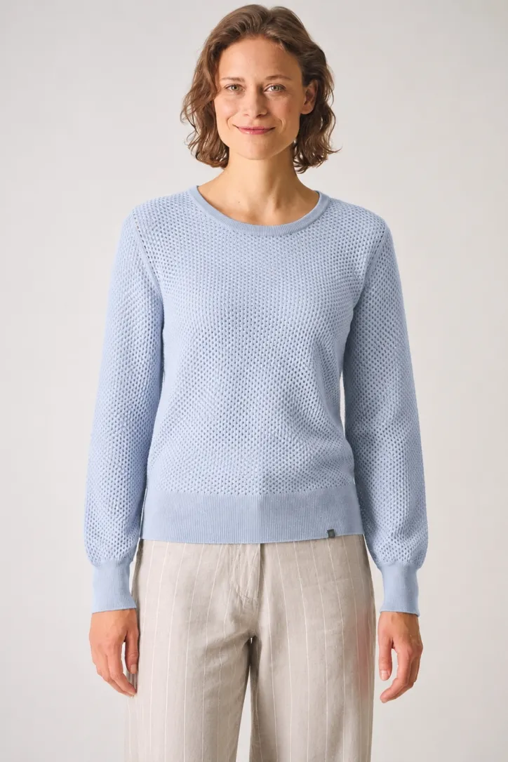 HempAge Hempage Damen vegan Pullover Luftiger Lockerer Strick Rauchblau, Blau, – Produktbild 2 von 2