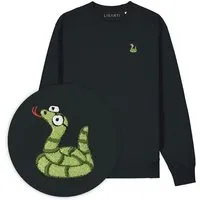 LIGARTI Bestickter Pullover – Schorsch die Schlange – LIGARTI Tiermanufaktur, Schwarz, – Produktbild 1 von 1
