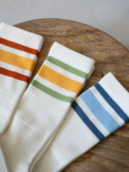 FUXBAU FUXBAU Retro Tennissocken, Creme orange gelb, – Produktbild 4 von 4