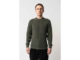 MELA MELA Bio-Herren-Strickpullover 'RAVI' mit Rundhalsausschnitt, grün melange, Gr. L – Produktbild 1 von 1